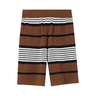 Pre-owned Burberry Striped Shorts 'dark Birch Brown'
