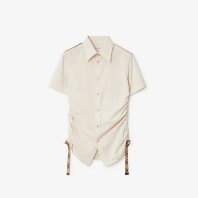 Burberry Striped Silk Shirt In Clam