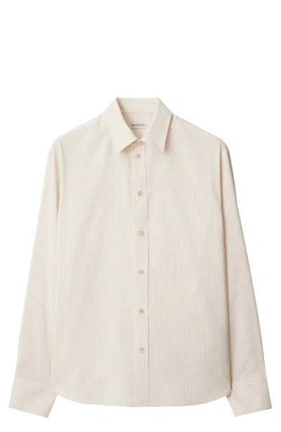 Burberry Striped Silk Shirt In Clam