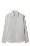 Burberry Striped Silk Shirt In Magnet