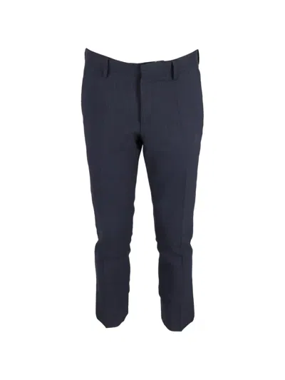 Pre-owned Burberry Striped Slim-fit Trousers In Blue