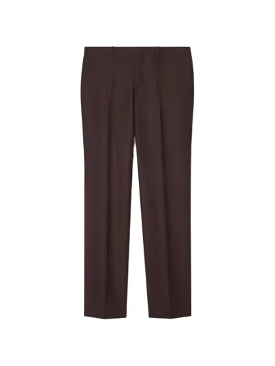 Burberry Striped Wool Mohair Tailored Trousers In Brown