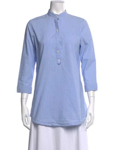 Pre-owned Burberry Striped Three-quarter Sleeve Tunic In Blue