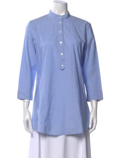Pre-owned Burberry Striped Three-quarter Sleeve Tunic In Blue