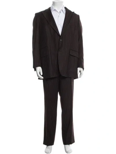 Pre-owned Burberry Striped Two-piece Suit In Brown