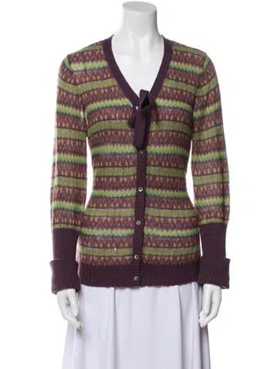 Pre-owned Burberry Striped V-neck Sweater In Black