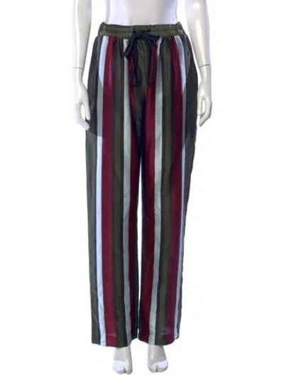 Pre-owned Burberry Striped Wide Leg Pants In Green