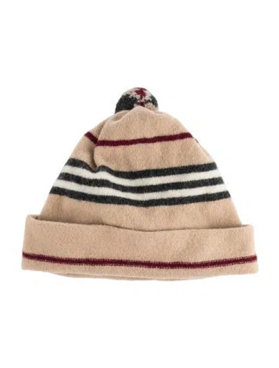 Pre-owned Burberry Striped Wool Beanie In Neutrals