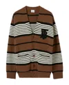 Burberry Striped Wool-blend Cardigan In Brown