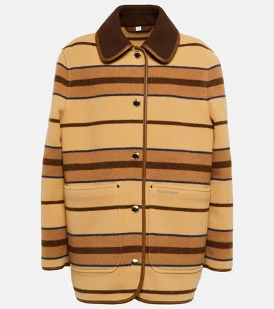 Burberry Colbury Striped Wool Jacket In Brown