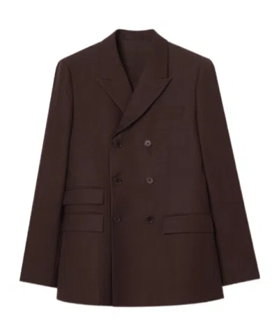 Burberry Striped Wool Mohair Tailored Jacket In Brown