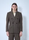 Burberry Men Striped Wool Tailored Blazer In Dark Brown