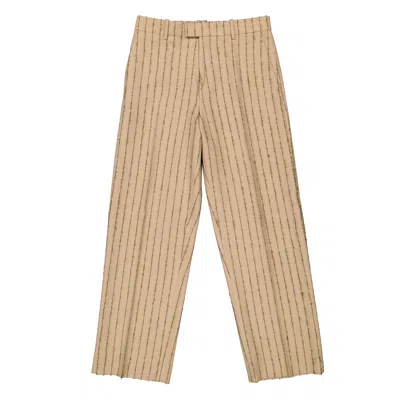 Burberry Striped Wool-mohair Tailored Trousers In Brown