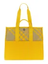 Burberry Plaid-check Cotton Tote Bag In Gold