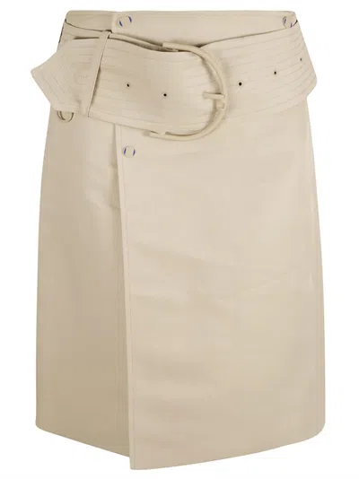 BURBERRY BURBERRY STRUCTURED SKIRT WITH WIDE BELT