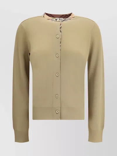 Burberry Structured Wool Cardigan Check Pattern