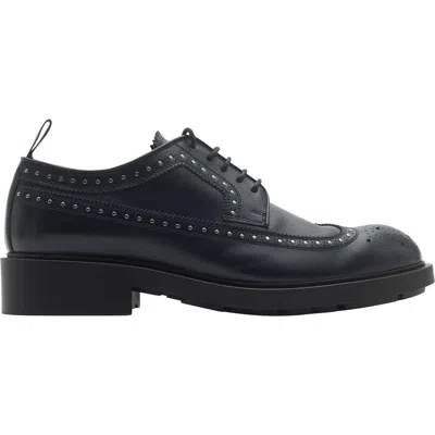 Burberry Studded Leather Loch Brogues In Trip Dark Navy
