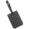 Burberry Studded Leather Luggage Tag In Black In Black