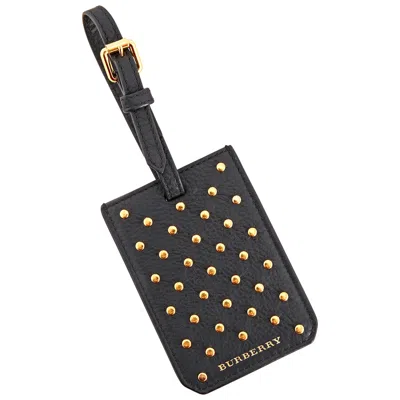Burberry Studded Leather Luggage Tag In Black