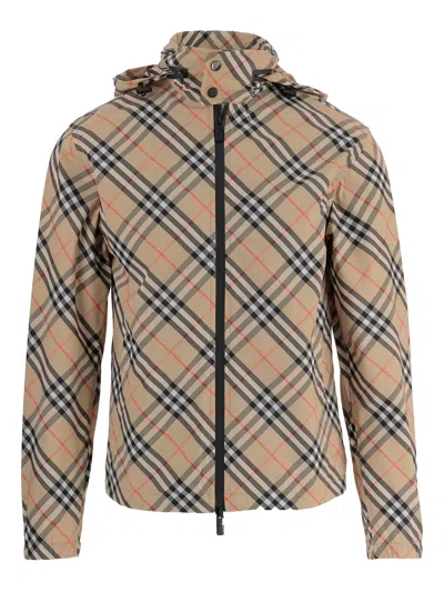 Burberry Studded Zip-up Jacket With Drawcord And Cuffs - Size M In Beige