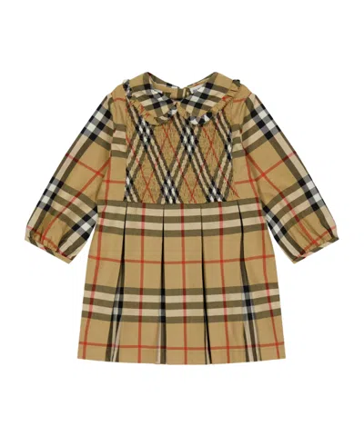 Burberry Kids' Stylish And Comfortable Plaid Dress In Brown