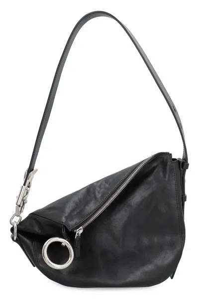 Burberry Stylish Black Leather Shoulder Handbag For Women In Burgundy