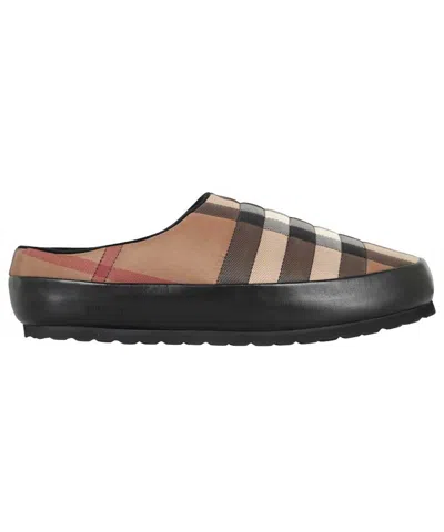 Burberry Stylish Check Fabric Slippers For Men In Brown