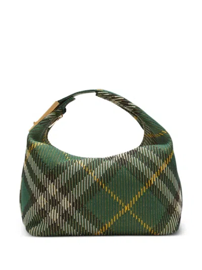 Burberry Stylish Green Plaid Pouch Handbag For Women In Ivy