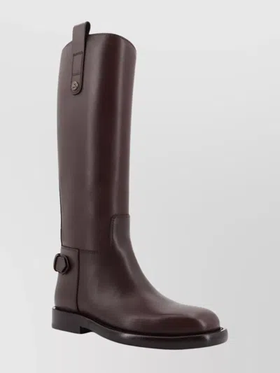 Burberry Stylish Knee-high Ankle Boots Buckle Detail In Brown