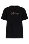 Burberry Check Cursive Logo Cotton T-shirt Clothing In Black