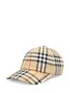 Burberry Cotton Cap Curved Brim Check Pattern In Neutral