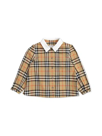 Burberry Stylish Mini Shirt For Boys In Brown
