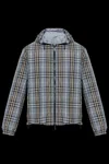 Burberry Mens Wave Blue Ip Check Reversible Check Hooded Anorak Jacket In Blue