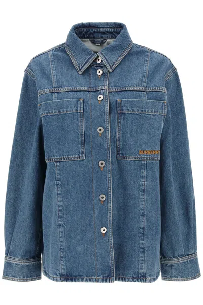 Burberry Stylish Overshirt For Women In Blue