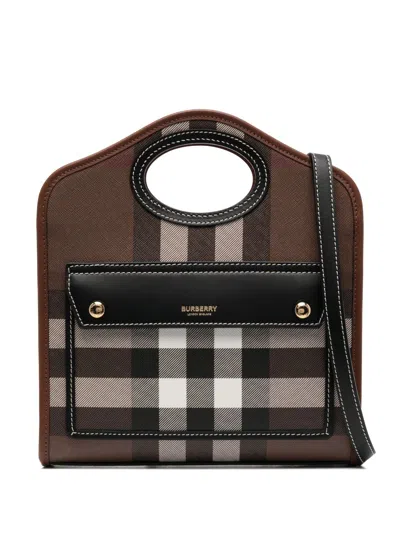 Burberry Printed E-canvas And Leather Mini Pocket Bag Handbag In Brown