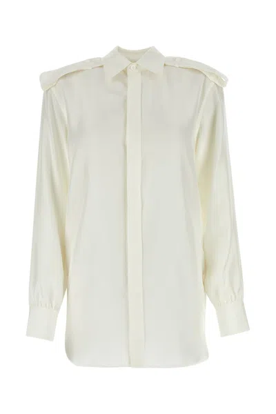 BURBERRY CAMICIA IN SETA BIANCA DONNA