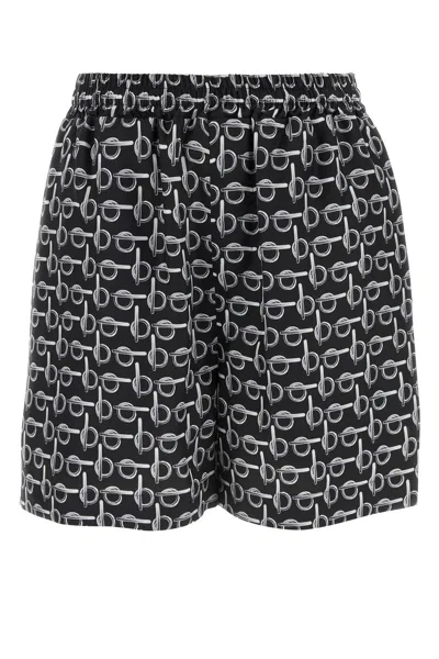 Burberry Printed Elastic Waistband Lightweight Relaxed Fit Shorts In Silverblack