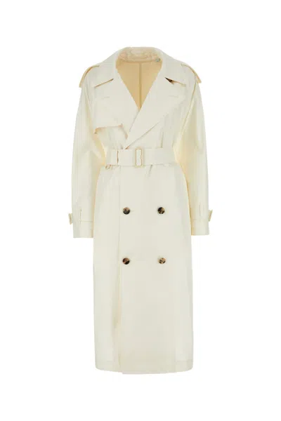 BURBERRY BURBERRY IVORY SILK TRENCH COAT
