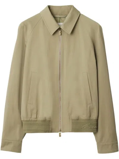 Burberry Cotton Jacket With Collar And Pockets In Skylark