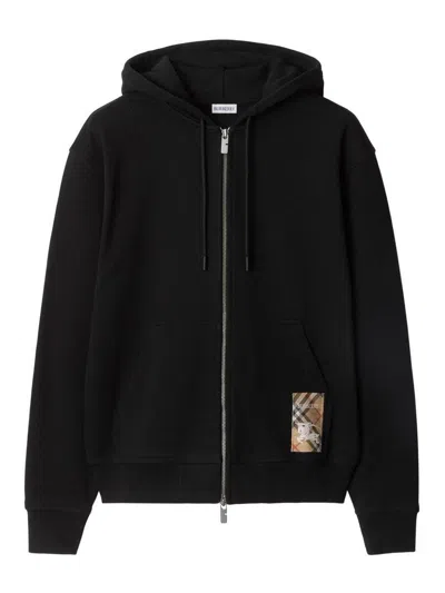 Burberry Classic Zip-up Black Sweatshirt With Pocket Design
