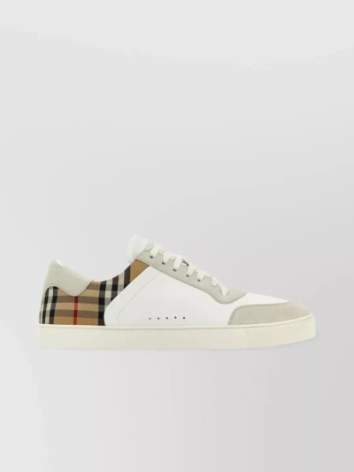 BURBERRY SUEDE AND LEATHER SNEAKERS WITH VINTAGE CHECK INSERT