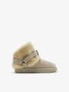 Burberry Embellished Shearling And Suede Boots In Hunter