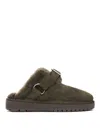 Burberry Womens Khaki Snug Low Sheepskin Mules In Green