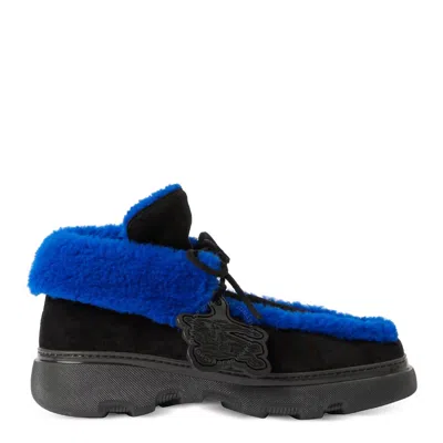 BURBERRY BURBERRY SUEDE AND SHEARLING CREEPER BOOTS