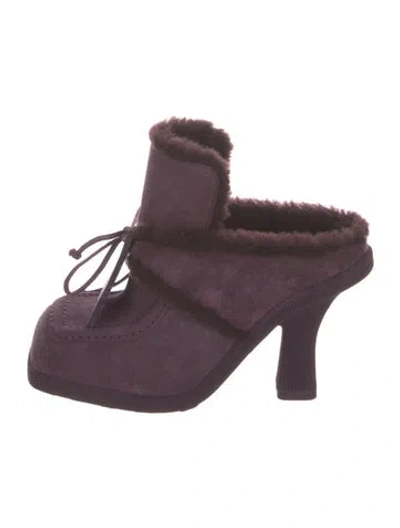 Pre-owned Burberry Suede Animal Print Mules W/ Tags In Purple