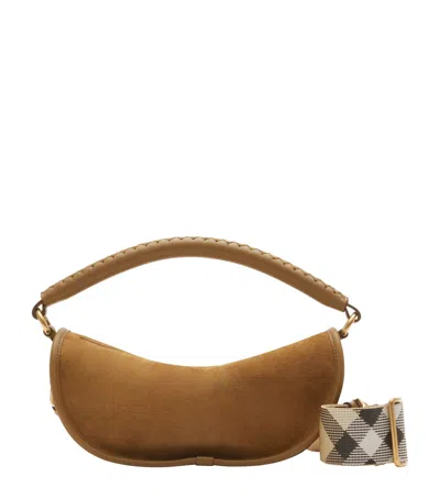 Burberry Suede B Clip Shoulder Bag In Sand