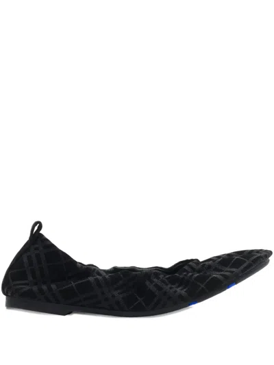 Burberry Suede Ballerina Shoes In Black