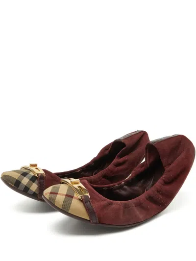 Pre-owned Burberry Suede Ballet Flats