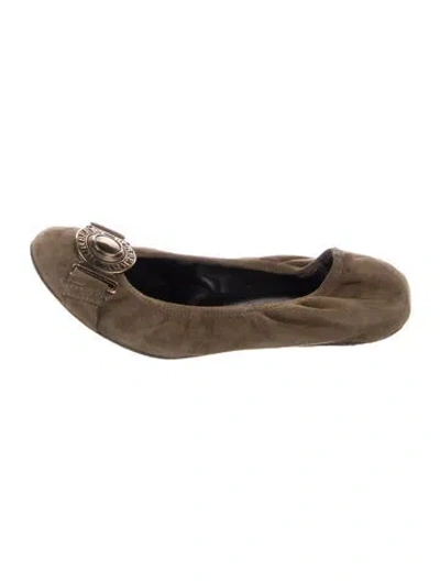 Pre-owned Burberry Suede Ballet Flats In Brown