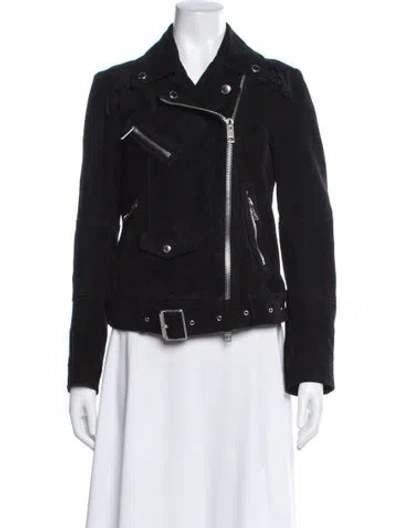 Pre-owned Burberry Suede Biker Jacket In Black